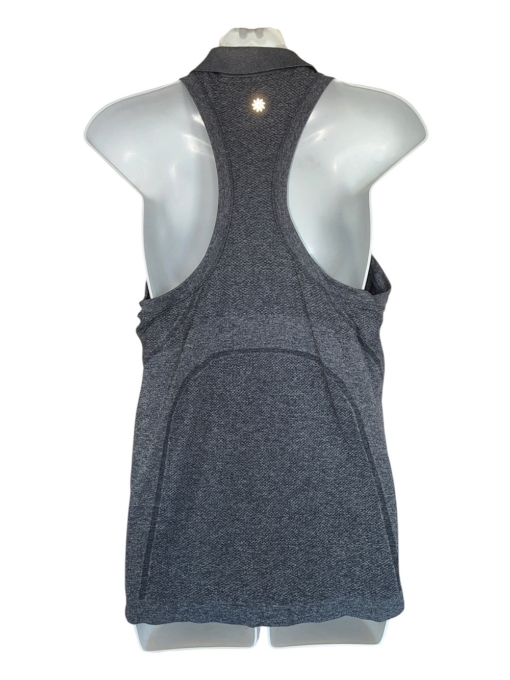 Athleta Racer back collared shirt, Women's L, Grey, Zip front, Sleeveless EUC